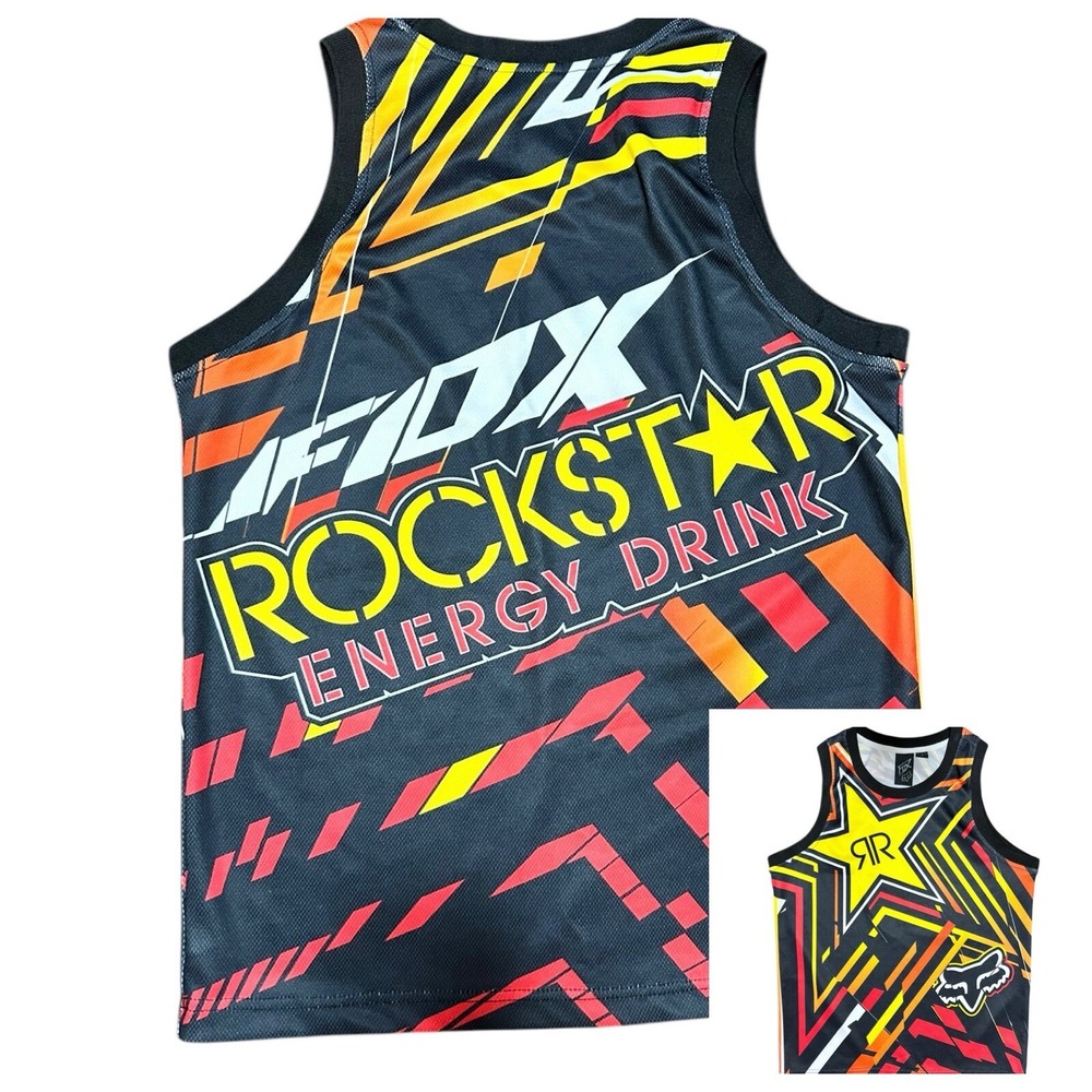 Fox Rockstar Energy Drink Racing Jersey Tank Top Mens Size Small EUC